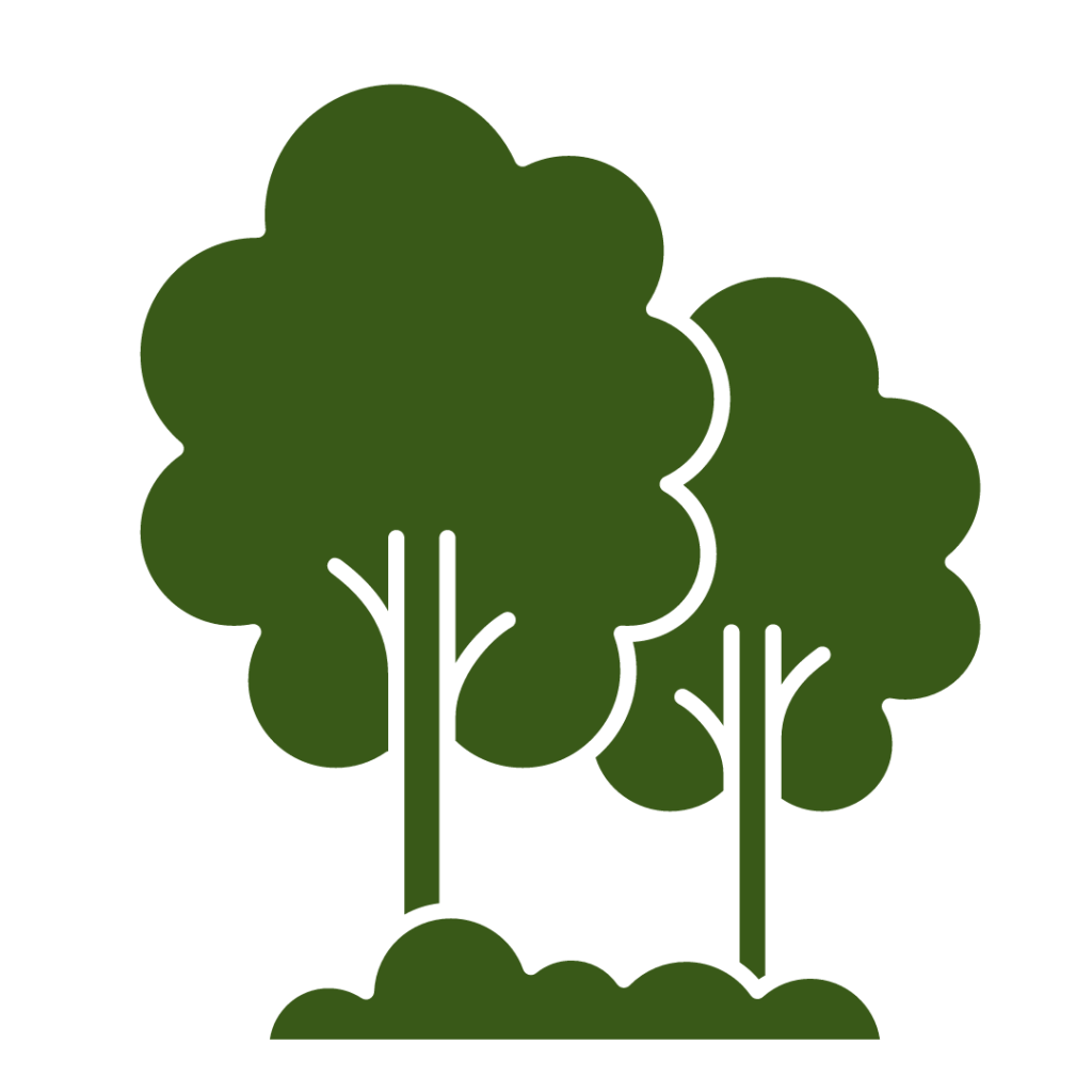 icono de dos arboles, color verde